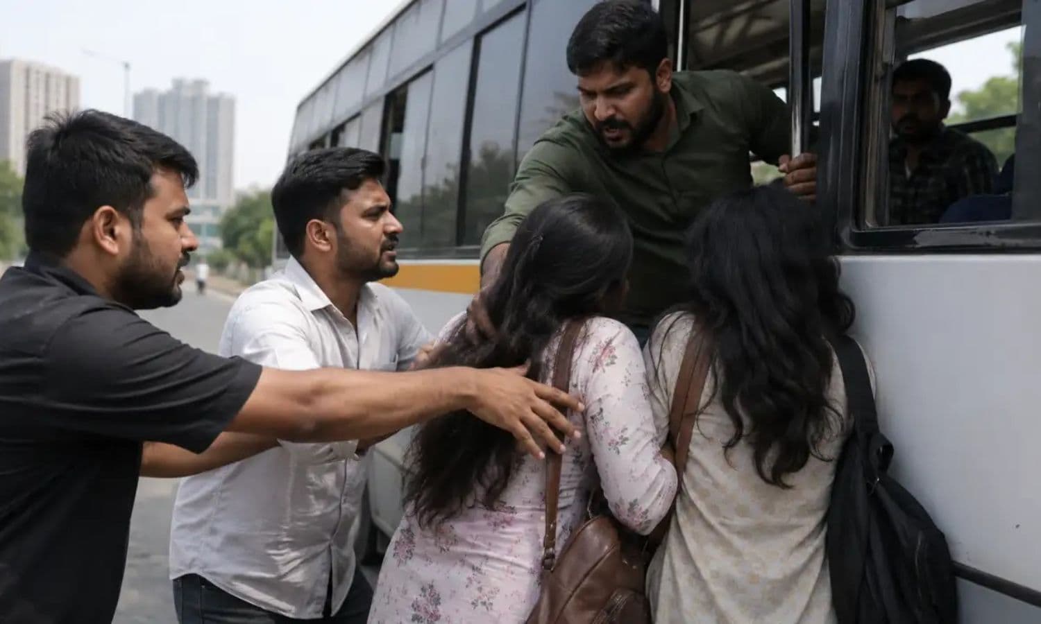 ఇంకెప్పుడురా అమ్మాయిలు స్వేఛ్చగా తిరిగేది.. అక్కాచెల్లెళ్లను బలవంతంగా బస్సులోకి
