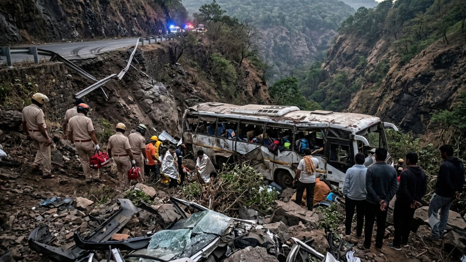 Pune Pabe Ghat Bus Accident Rajgad Trek 2 Dead