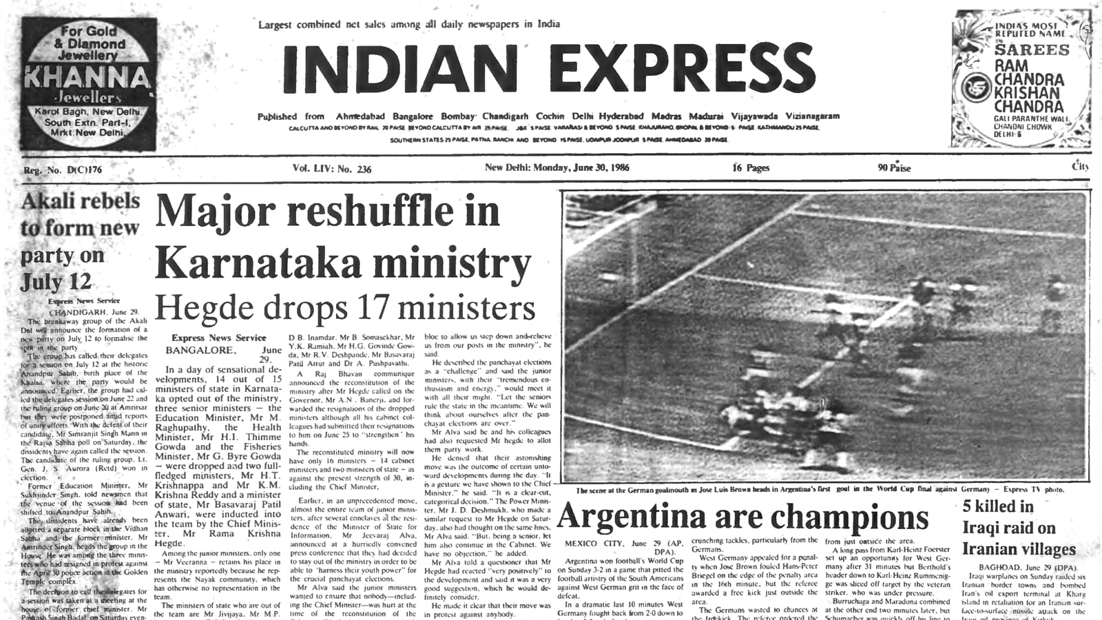 40 Years Ago June 30 1986 Argentina Are Champions