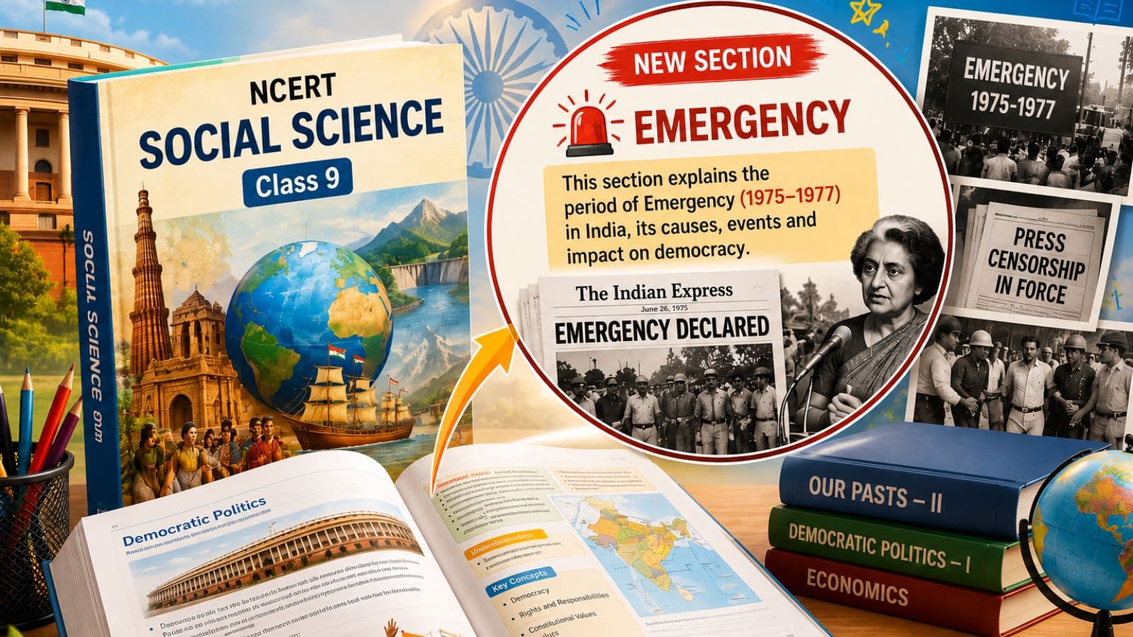 Ncert Introduces Emergency Section In Class 9 Social Science Textbook