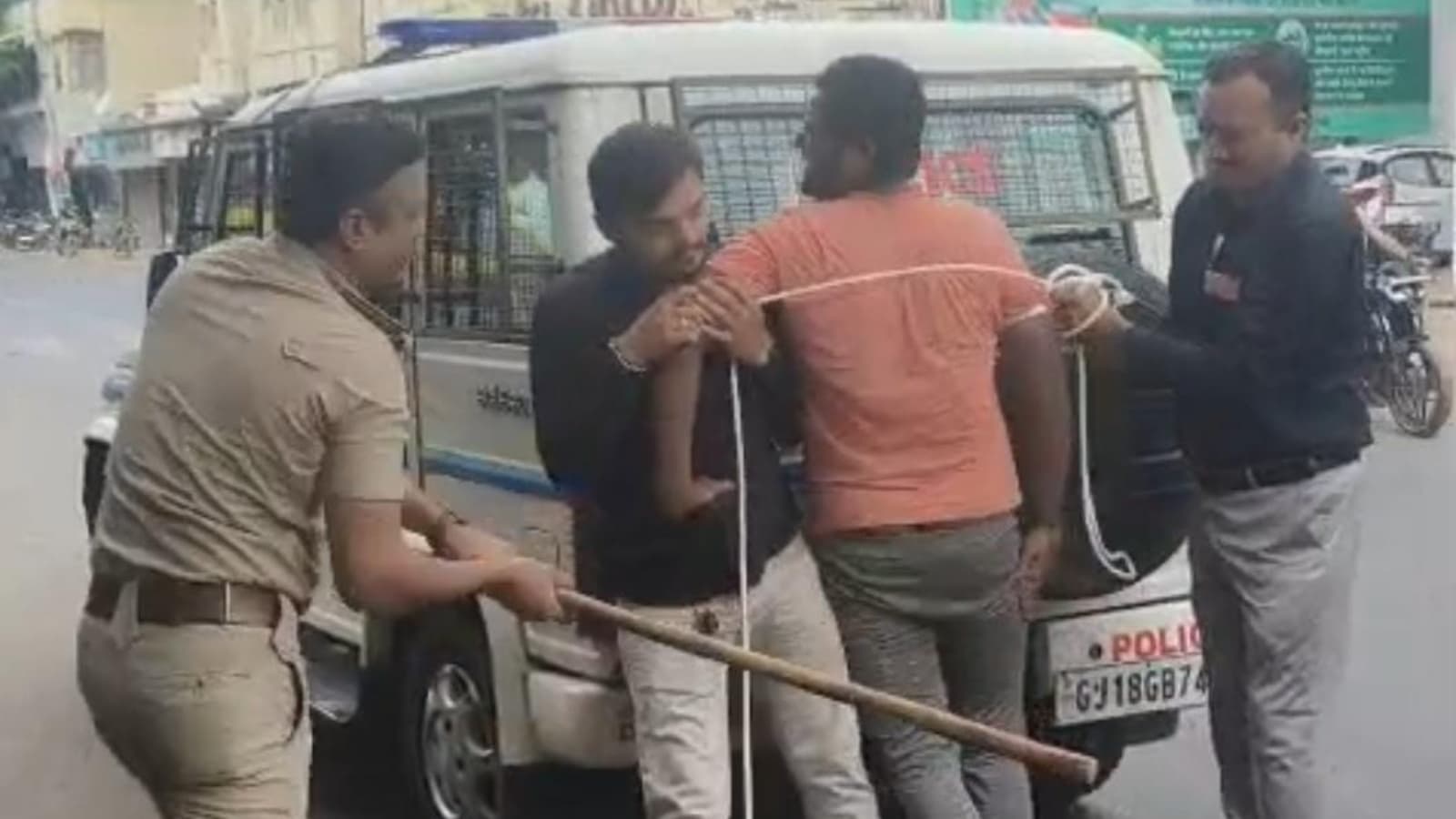 Gujarat murder accused tied with ropes, flogged in public by police; SHO says ‘rare case’