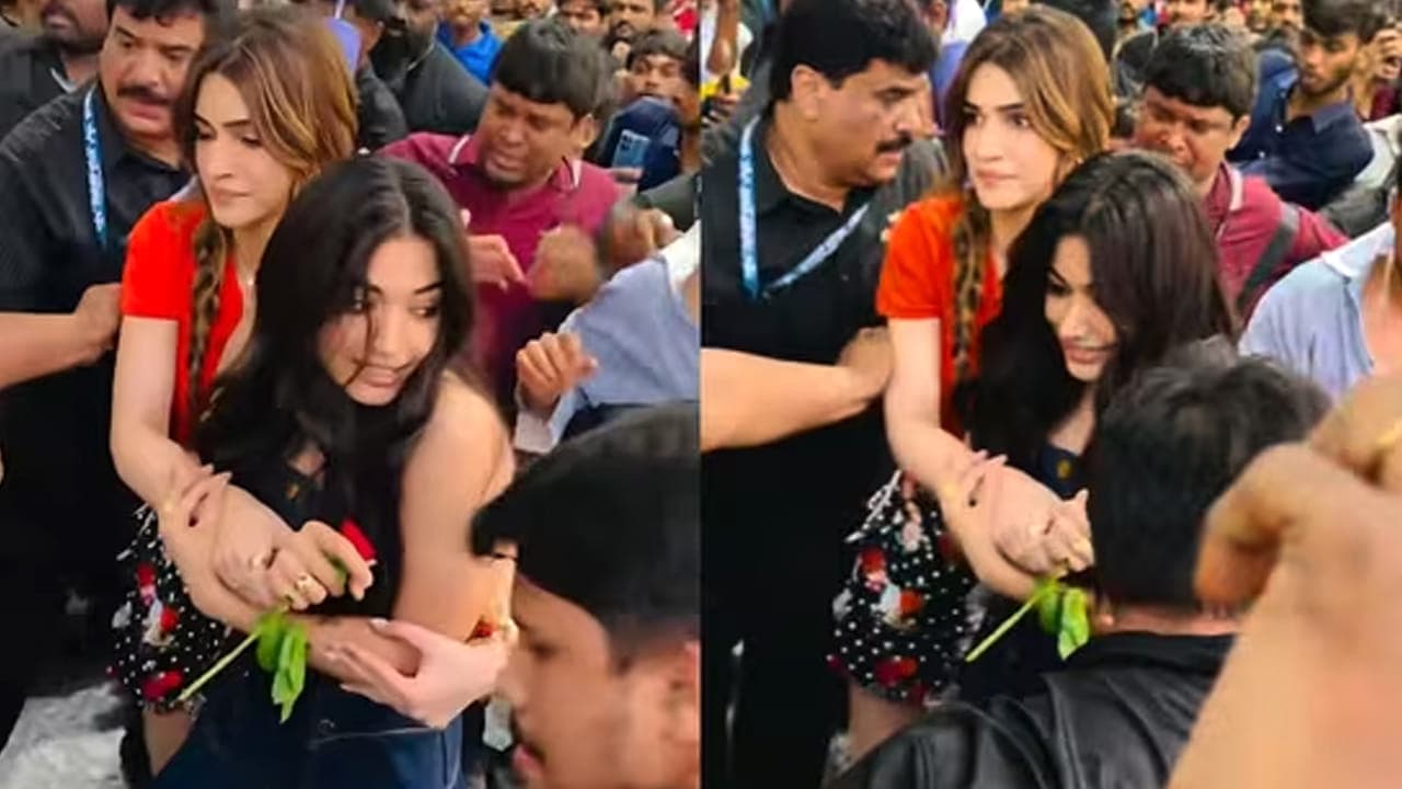 రష్మిక మీదకు ఎగబడ్డ ఫ్యాన్స్.. బాడీ గార్డ్ లా మారిన బాలీవుడ్ బ్యూటీ