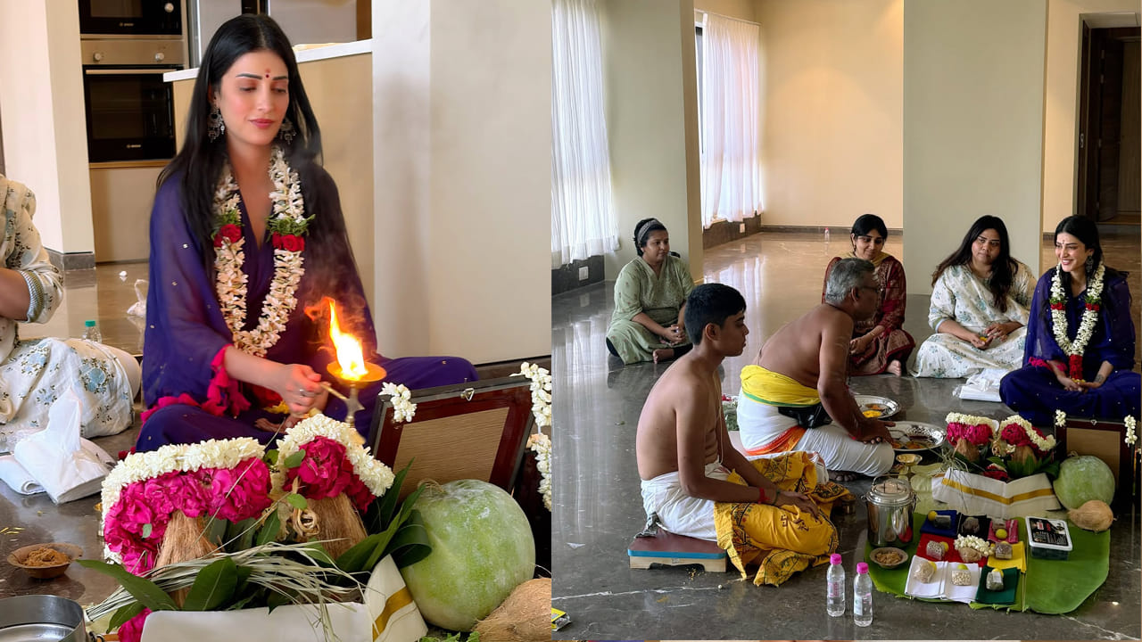 అప్పుడు ముంబైలో.. ఇప్పుడు చెన్నైలో.. కొత్తి ఇంటి గృహప్రవేశం ఫోటోస్ షేర్ చేసిన శ్రుతి హాసన్