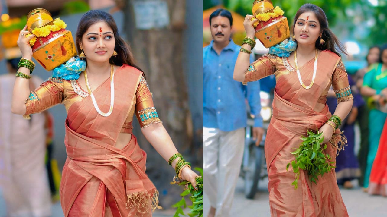 బోనమెత్తిన సీరియల్ హీరోయిన్..మొక్కులు తీర్చుకుని ప్రత్యేక పూజలు.. ఫొటోస్ ఇదిగో