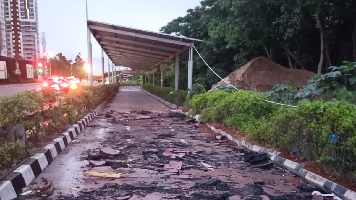 నార్సింగిలో సోలార్ సైక్లింగ్ ట్రాక్ కొంతమేర తొలగింపు