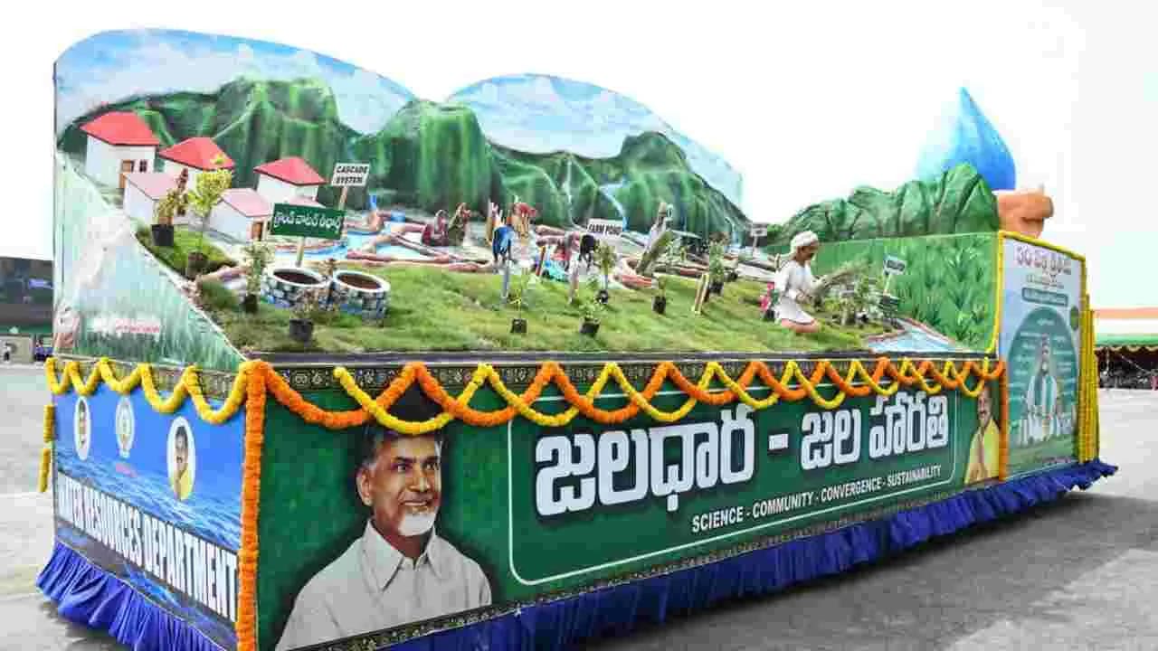 స్వాతంత్ర్య దినోత్సవం వేళ అమరావతి గ్రామాల్లో ప్రభుత్వ శకటాల సందడి