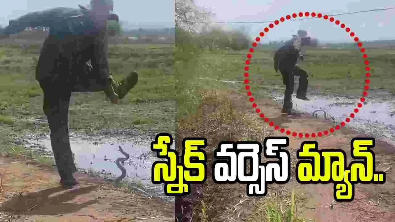 స్నేక్ వర్సెస్ మ్యాన్.. ఇలాంటి ఫైట్ ఎప్పుడూ చూసిండరు