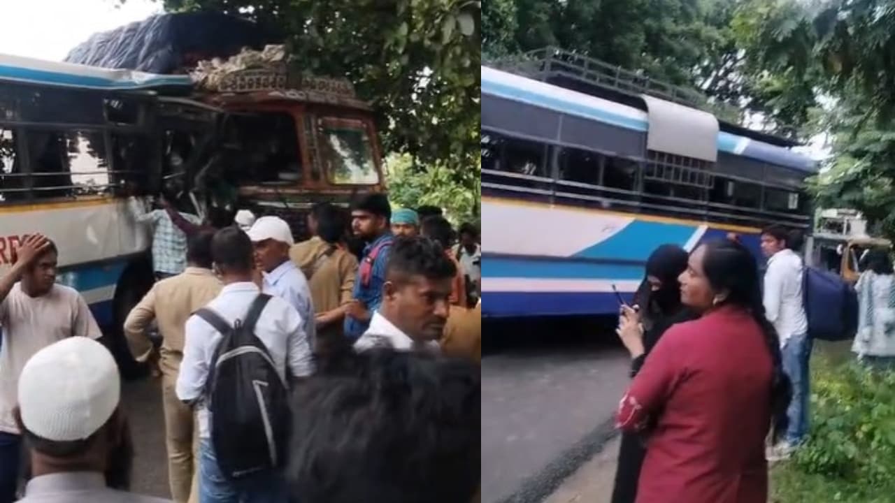కొండ గట్టు వద్ద ఆర్టీసీ బస్సు , లారీ ఢీ.. 20 మందికి తీవ్ర గాయాలు