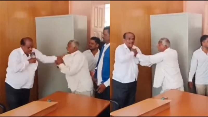 అధికారిని చెప్పుతో కొట్టిన రైతు
