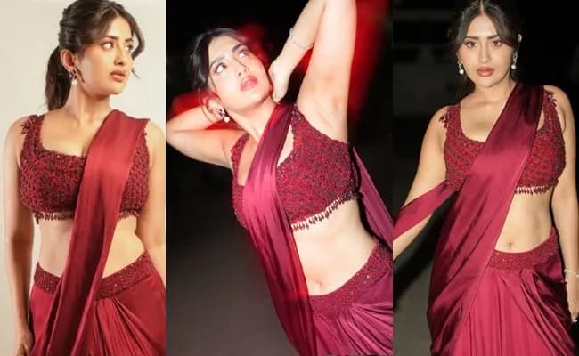 Hot Red Saree Glamour Steals Spotlight