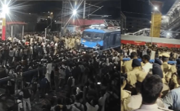 పోలీసు ఉద్యోగం కోసం వచ్చి పోలీసులపైనే రాళ్లదాడి