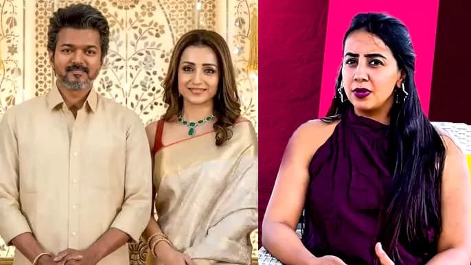 విజయ్, త్రిషల విష యంలో ఎంట ర్ అయిన సంజ న .. ఎందుకంటే