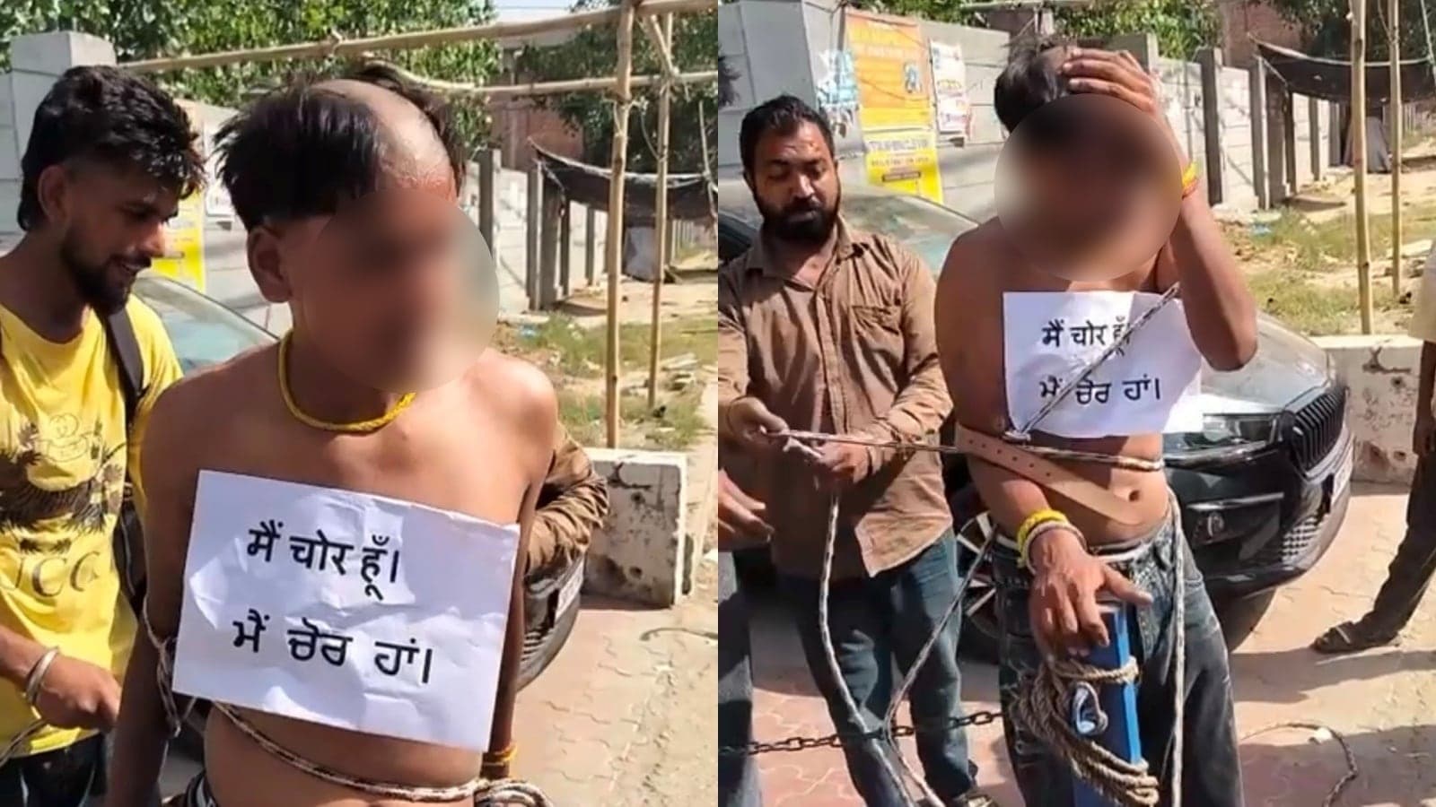 Theif Mob Assault Suspect Ludhiana Shaved Head