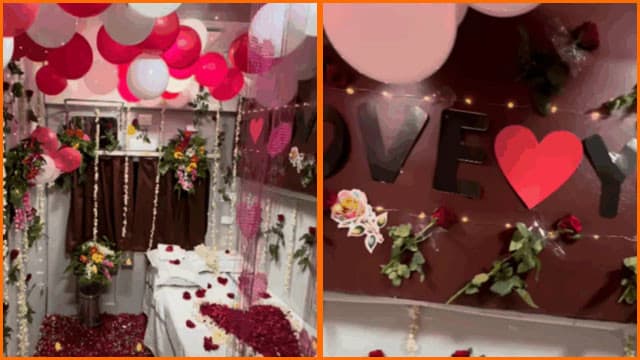 రైలులో హనీమూన్ డెకరేషన్.. టీసీపై వేటు, డెకరేటర్ పై కేసు