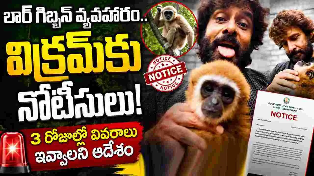 లార్ గిబ్బన్ కోతితో వీడియో.. విక్రమ్ కు అట వీశాఖ నోటీసులు
