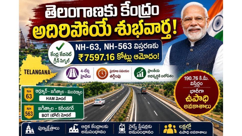 కరీంనగర్, జగిత్యాల, మంచిర్యాల రూట్లలో ప్రయాణించే వారికి గుడ్ న్యూస్.. కేంద్ర ప్రభుత్వం గ్రీన్ సిగ్నల్