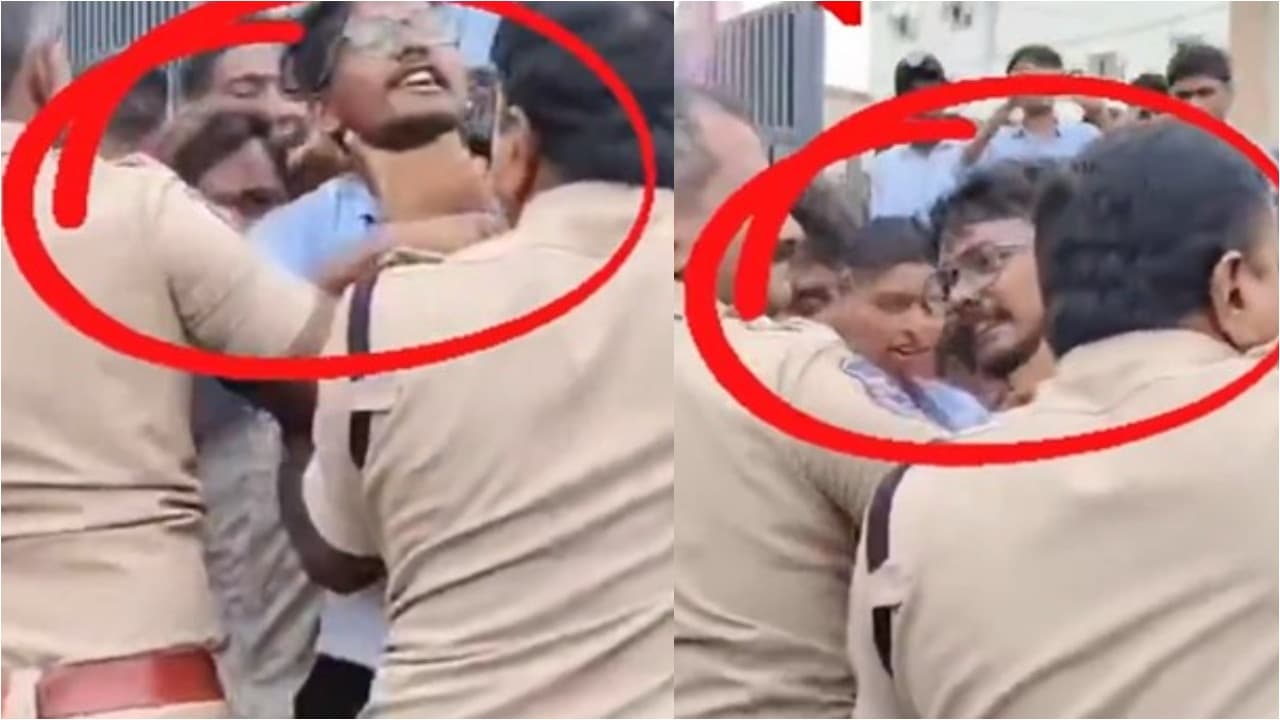 విద్యార్థుల పీక పట్టుకున్న పోలీసులు.!. మహబూబాబాద్ పాలిటెక్నిక్ నిరసనల్లో దారుణం.. వీడియో వైరల్