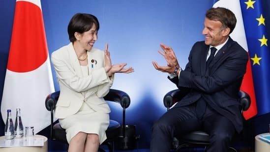 French President Emmanuel Macron And Japanese Prime Minister Sanae Takaichi Recreate The Dragon Ball Pose