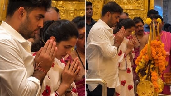 No Diamonds No Bling Ambani Badi Bahu Shloka Mehta Impresses In Simple 16k Kurta For Temple Visit With Akash Ambani